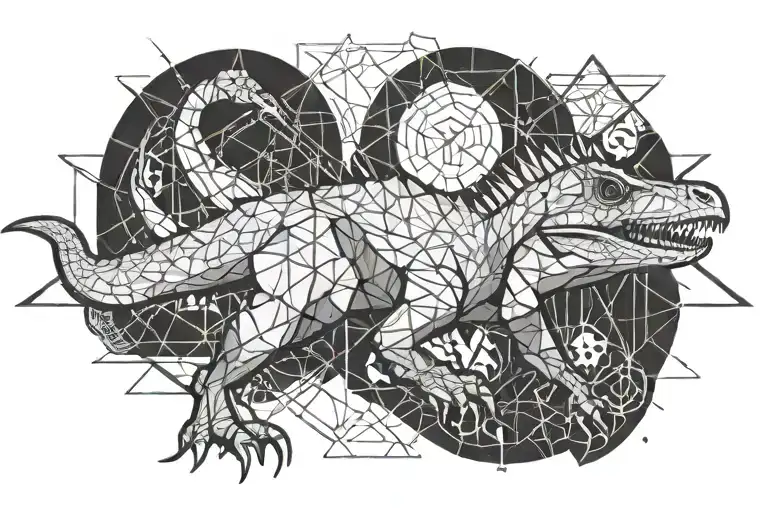 raptor dinosaur hunting tattoo design idea