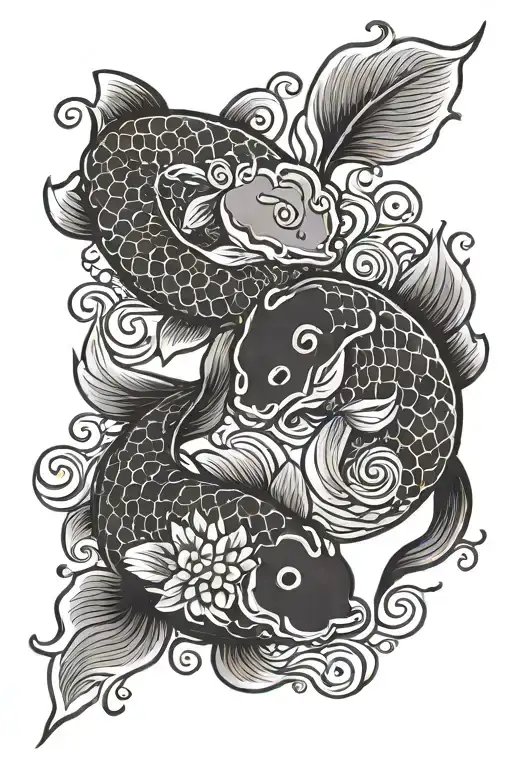 koi fish yin yang tattoo design idea