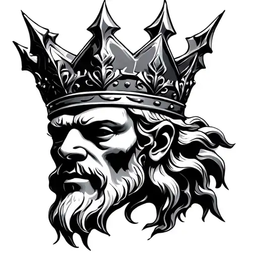 kings head on spike, traditional style tattoo design idea