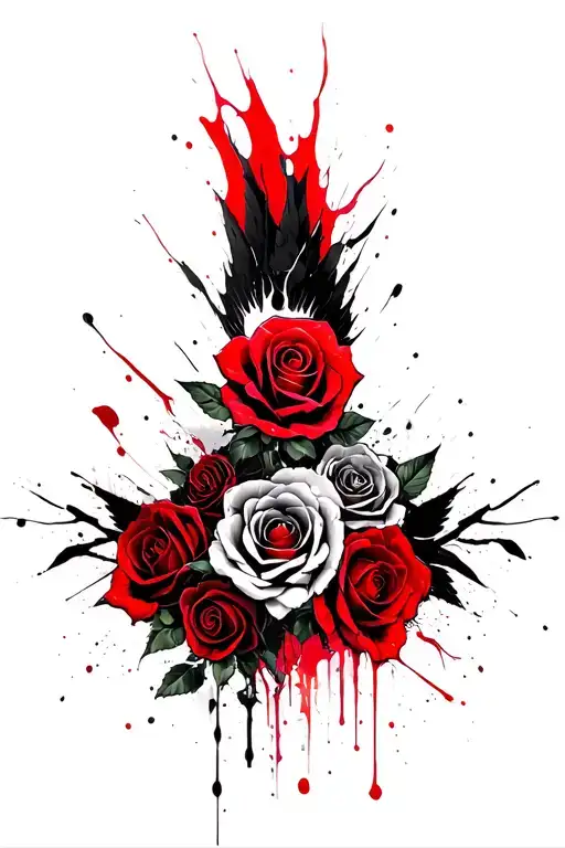 roses and arch angel michael tattoo design idea