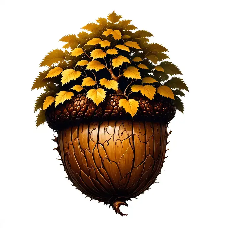 tree growing from an acorn tattoo design idea