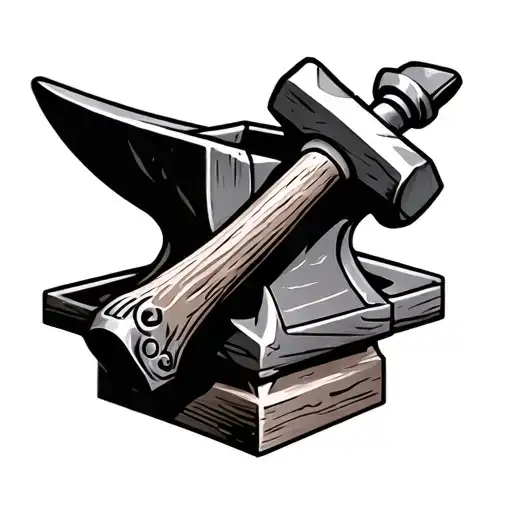 hammer and anvil tattoo design idea