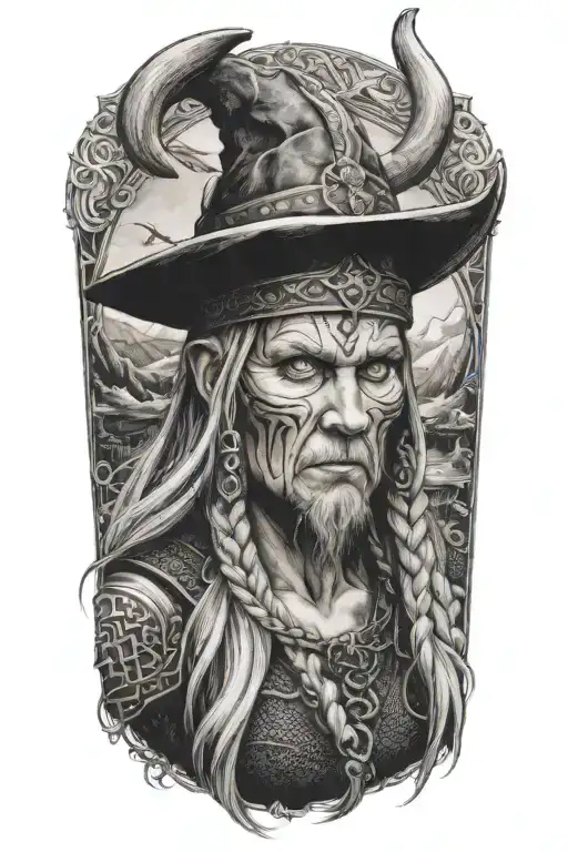 viking witch evil tattoo design idea