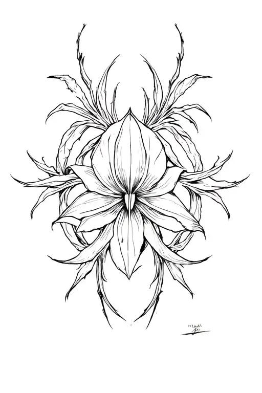 spiderlily behind cross tattoo tattoo design idea