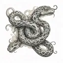 Create a tattoo design that represents the complexity of the mind, with snakes intertwined with swirling smoke patterns tattoo design idea