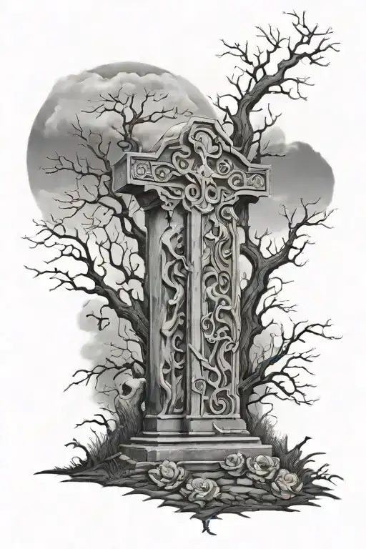 Graveyard full sleeve tattoo tattoo design idea