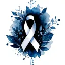 white cancer ribbon intertwined, fuck cancer in blue tattoo design idea