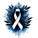 white cancer ribbon intertwined, fuck cancer in blue tattoo design idea