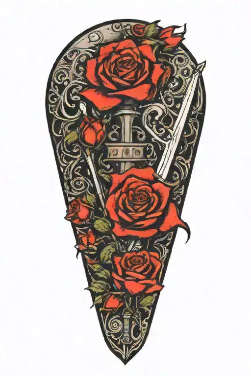 sabre and a rose   tattoo design idea