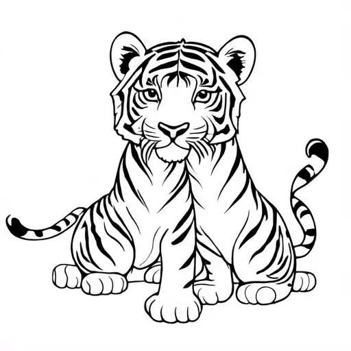 two tiger cubs playing together tattoo design idea