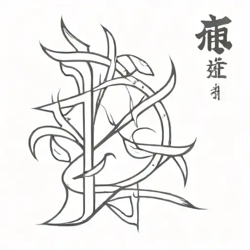 kanji "Harii" and "shonin" combined vertically  tattoo design idea