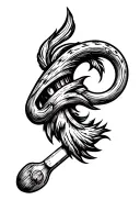 Imagine an epic, detailed, sharp vector featuring a detailed black-and-white vector illustration depicting a woodworking tattoo design idea