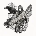 Itachi from naruto with ravens tattoo design idea