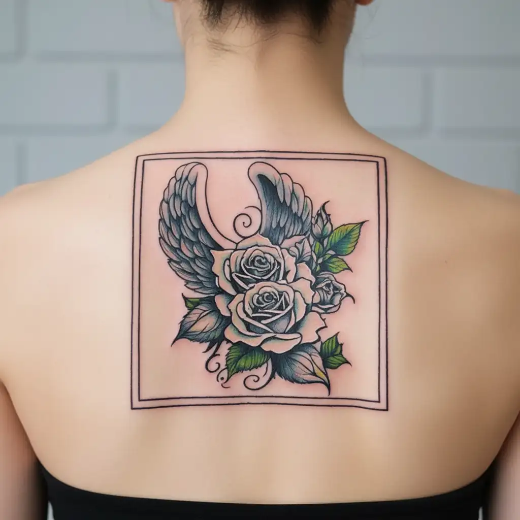 name and rose rip angel mom tracy tattoo design idea