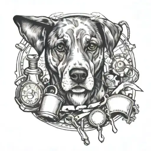 dog and nursing equipment and photography   tattoo design idea