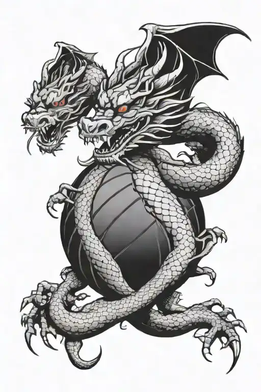 A traditional Japanese dragon wrapped around a basketball, symbolizing the client's love for both Japan and sports tattoo design idea