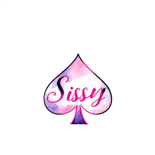 Black Spade wit pink word "Sissy" tattoo design idea