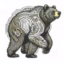 ursa major bear walking tattoo design idea