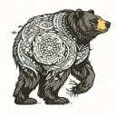 ursa major bear walking tattoo design idea
