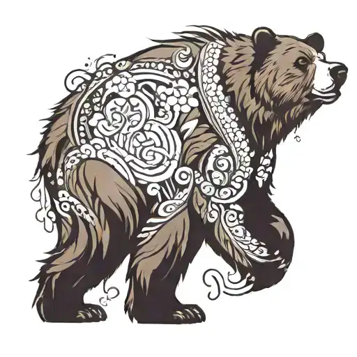 ursa major bear walking tattoo design idea