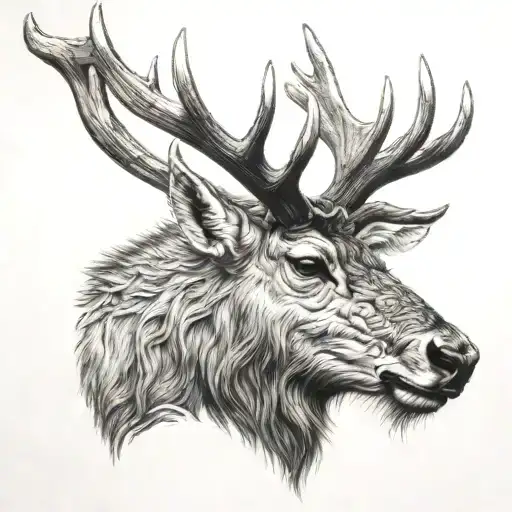 single elk antler  tattoo design idea