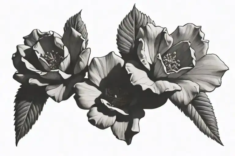 desert rose with a name written tattoo design idea