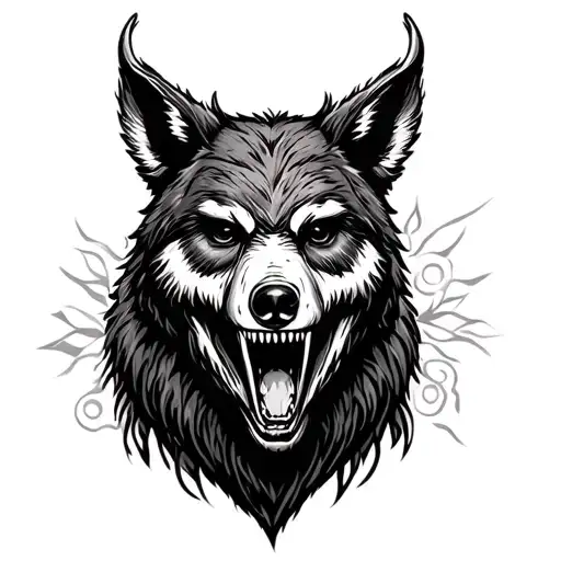 create a tattoo with zombie animals, bear, wolf, deer, gurilla, owl tattoo design idea