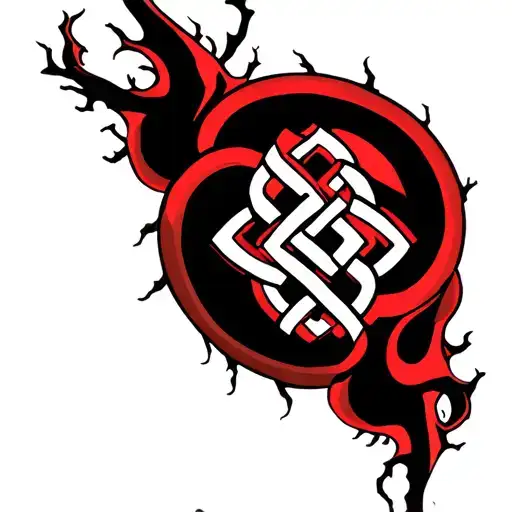 Tibetan endless knot roots surrounded tattoo design idea