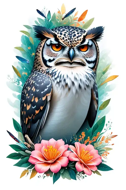 dolphin, owl, snow leopard, dragonfly, tattoo design idea