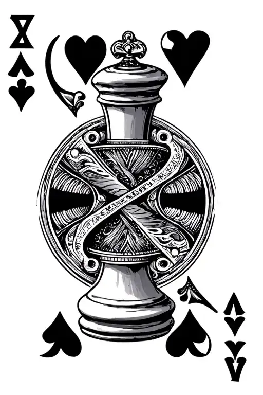 ace of hearts card gearing queen chess piece featuring tattoo design idea
