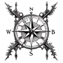 steampunk compass clock tattoo design idea