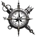 steampunk compass clock tattoo design idea
