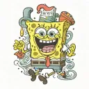 SpongeBob scene set tattoo design idea