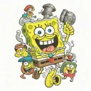 SpongeBob scene set tattoo design idea