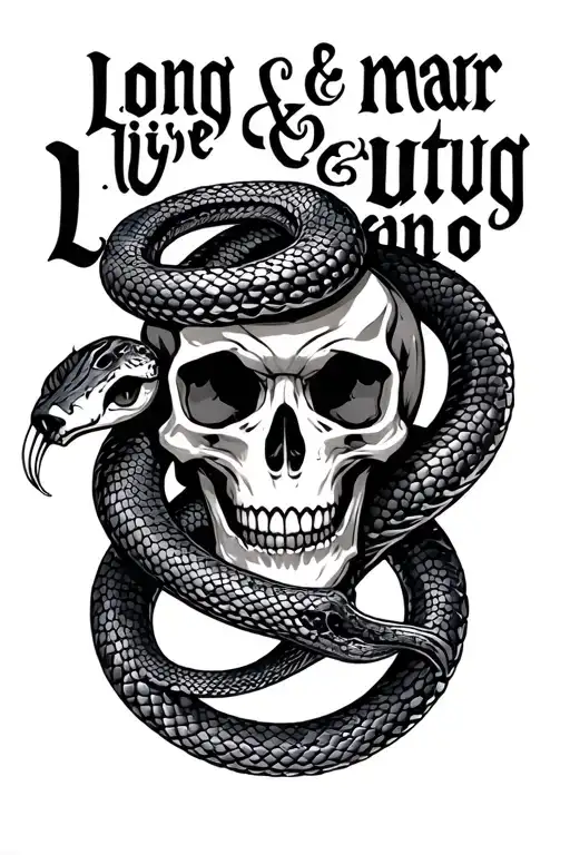 "Long live mar&utg Leno " skull and snake tattoo design idea