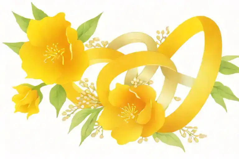 wedding date 04/24/24 silver wedding rings flowers intertwined tattoo design idea