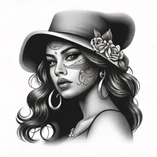 Greece Chicano girl face tattoo design idea