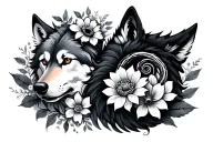 wolf spiral flowers manly tattoo design idea