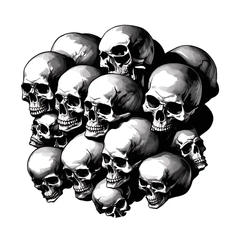 pile of skulls tattoo design idea