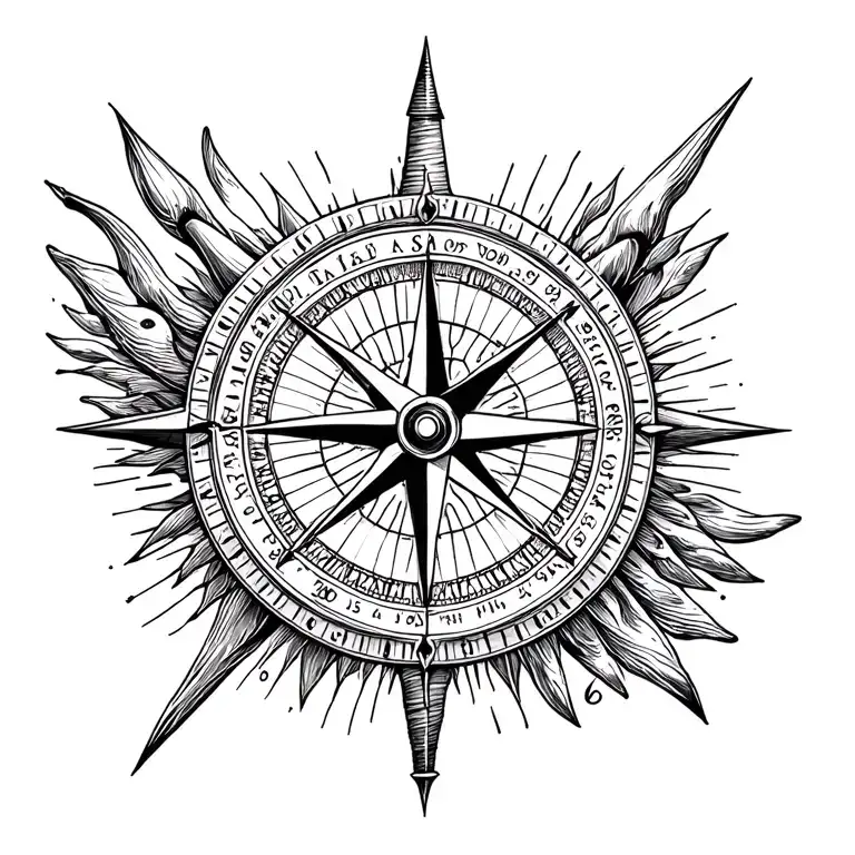 Nautical compass tattoo design idea