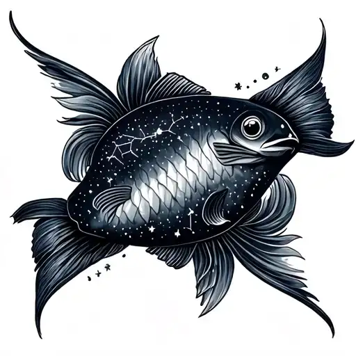 constellations gemini and fish tattoo design idea