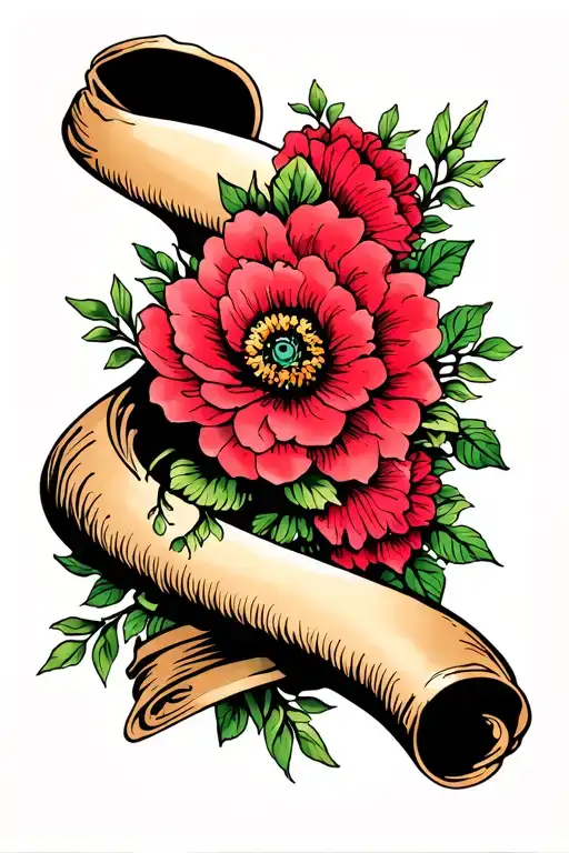 scrolls and flowers intertwined tattoo design idea