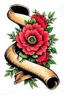 scrolls and flowers intertwined tattoo design idea