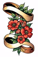 scrolls and flowers intertwined tattoo design idea