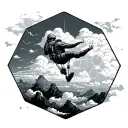 hexagons, clouds and skydiving  tattoo design idea