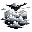 hexagons, clouds and skydiving  tattoo design idea