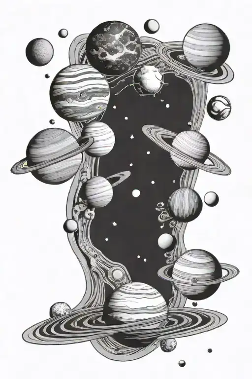 solar system planets tattoo design idea