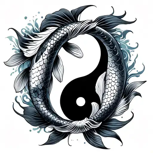 koi fish yin yang tattoo design idea