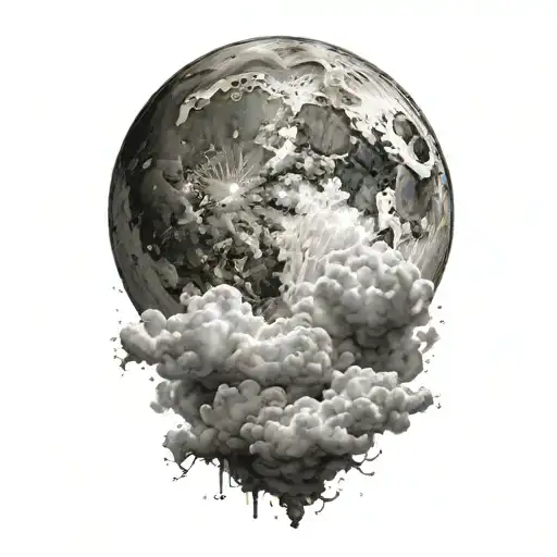 would moon clouds tattoo design idea