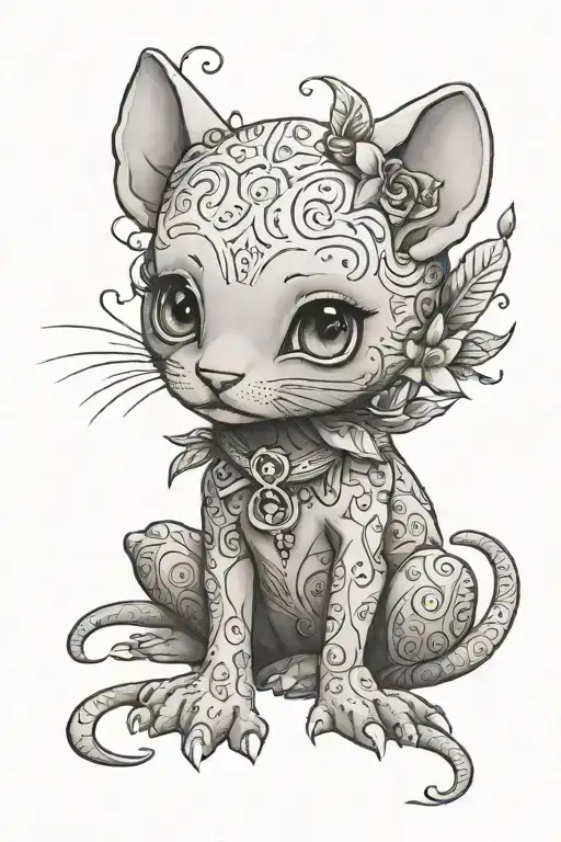 small, cute, cool, animal, tattoo, no fur, no hair tattoo design idea